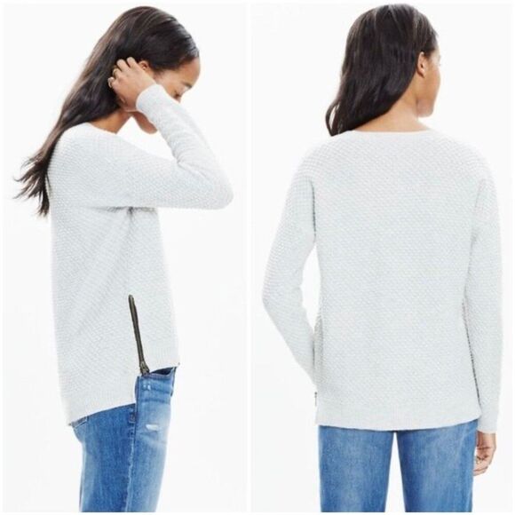 Madewell Landmark Texture Zipper Sweater in Gray - Picture 4 of 10